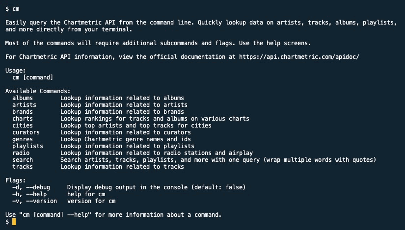 Chartmetric CLI Screenshot